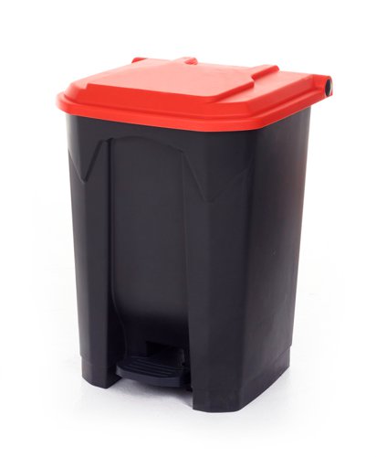CPB50Z_Red Lid | Ideal for where recycling & waste segregation is importantManufactured from high quality polypropyleneHygienic & easy to wipe cleanLarge pedal for easy operationConforms to EN 840