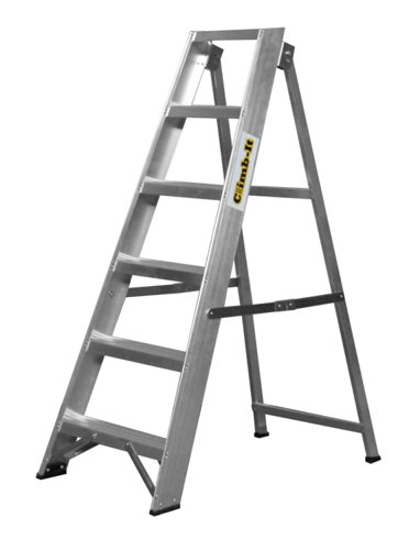 Climb-It® Aluminium Swingback Stepladder; 5 Tread; 150kg; Silver