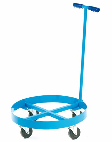 Steel Drum Dolly; Holds 1 x 210L; 800mm dia; Blue