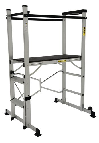 Climb-It® Folding Work Platform; 2 Tread; 150kg; Silver/Black