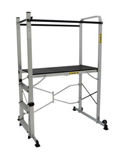 Climb-It® Folding Work Platform; 3 Tread; 150kg; Silver/Black