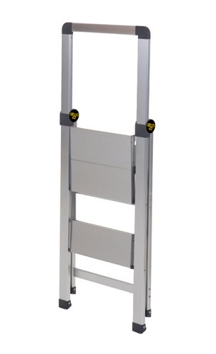 Certified to EN 14183 standardCompact storage, ideal for storing in small gapsAluminium construction, with non-slip feetDistance between the top platform & handrail is 600 mm providing safety when in useSlim for storing away out of sight in small gaps