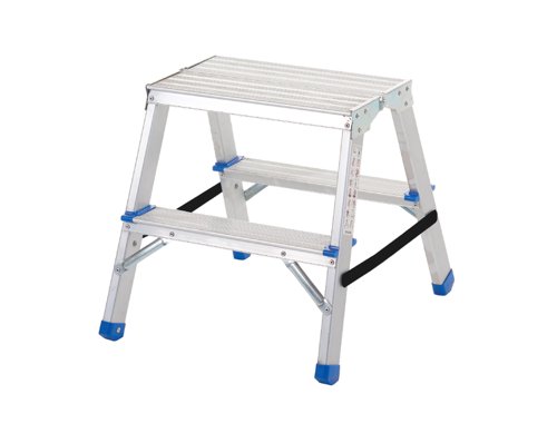 Folding Handy Step; 2 Tread; Aluminium; 150kg; Silver/Blue