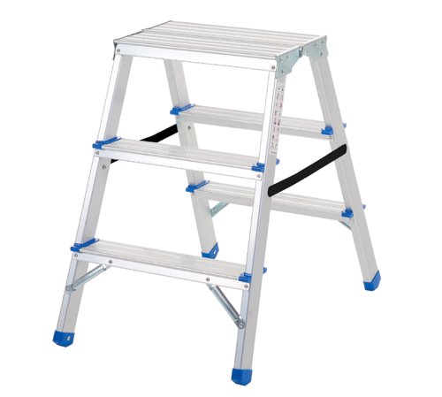 Folding Handy Step; 3 Tread; Aluminium; 150kg; Silver/Blue