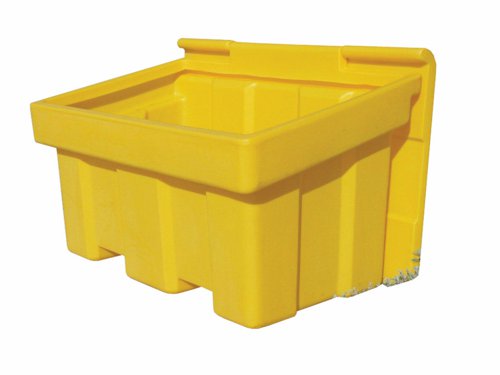 GB350E | Manufactured from tough, medium density polyethyleneHinged lids - protects the grit/salt from the elements2 x hasp & staple locks are avaiable (factory fitted) to make these units secure (padlock not included)Ideal for use on highways or private premisesCan be handled with either slings or a fork lift truckUK Manufactured