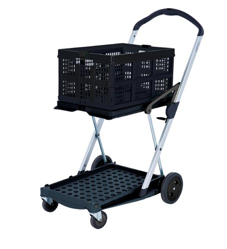 Clever Folding Trolley; c/w 2 Folding Boxes; Injected Moulded Plastic/Anodised Aluminium; 60kg; Black/Silver