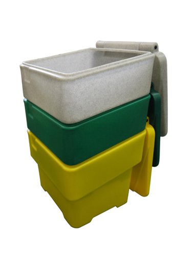 GCB115 | Manufactured from tough, medium duty UV stabilised polyethyleneHinged lid protects grit/salt from the elementsHasp & staple, wording & other colours are available upon requestUK Manufactured