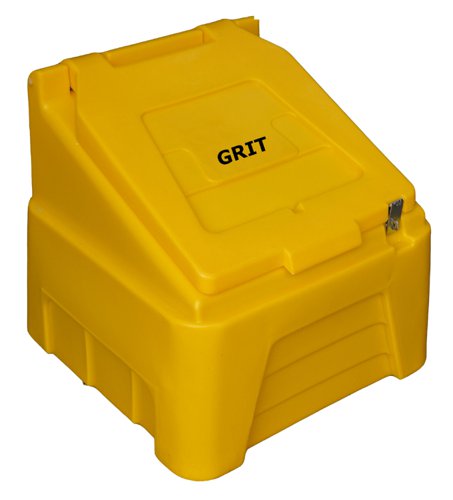 Heavy Duty Polyethylene Grit Bin c/w 1x Hasp & Staple and Salt; 200L; Yellow