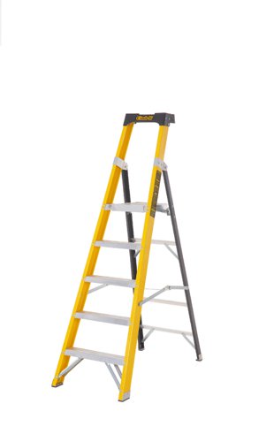 Climb-It® Glass Fibre Platform Stepladder; 5 Tread; 150kg; Yellow/Black