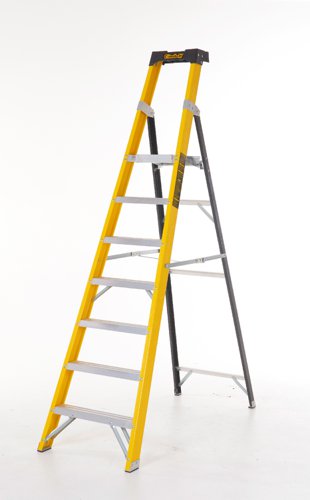 Climb-It® Glass Fibre Platform Stepladder; 7 Tread; 150kg; Yellow/Black