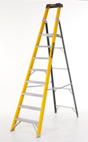 Climb-It® Glass Fibre Platform Stepladder; 8 Tread; 150kg; Yellow/Black