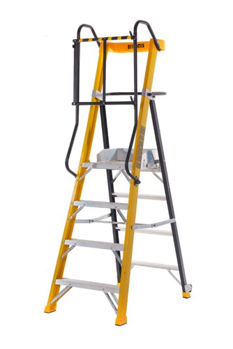 Climb-It® Glass Fibre Podium Step; 4 Tread; 150kg; Yellow/Black