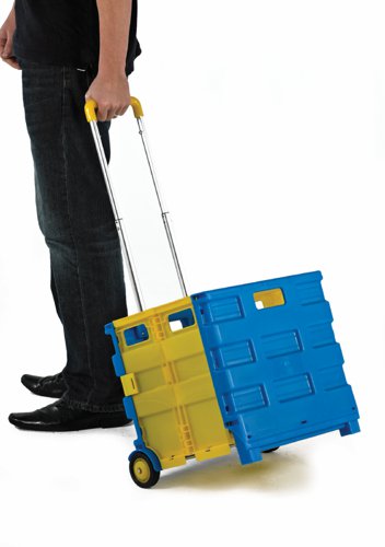 Proplaz® Folding Box Truck; Fixed Wheels; Plastic; 25kg; Blue/Yellow