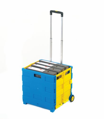 Proplaz® Folding Box Truck; Fixed Wheels; Plastic; 35kg; Blue/Yellow