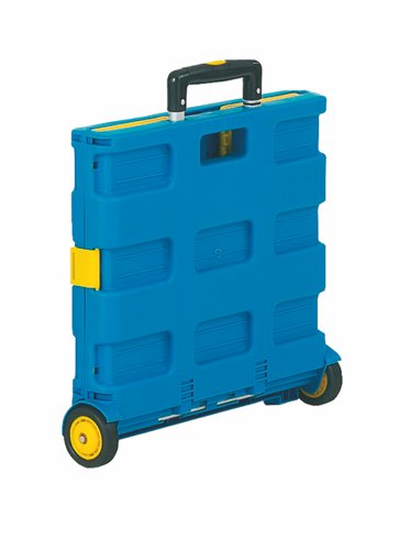 Proplaz® Folding Box Truck; Fixed Wheels; Plastic; 35kg; Blue/Yellow | GI041Y | GPC Industries Ltd