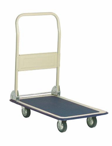 Economy Folding Trolley; 725 x 472 x 820; Fixed/Swivel Castors; Steel; 150kg; Light Grey/Blue GPC Industries Ltd