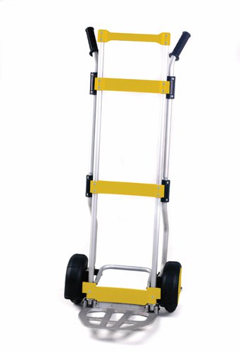 'THE PRO ' Folding Sack Truck; Puncture Proof Wheels; Aluminum; 270kg; Silver/Yellow/Black