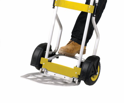 'THE PRO ' Folding Sack Truck; Puncture Proof Wheels; Aluminum; 270kg; Silver/Yellow/Black  GI270H