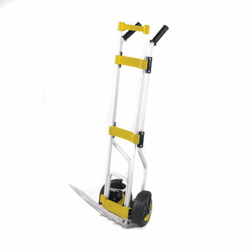 'THE PRO ' Folding Sack Truck; Puncture Proof Wheels; Aluminum; 270kg; Silver/Yellow/Black
