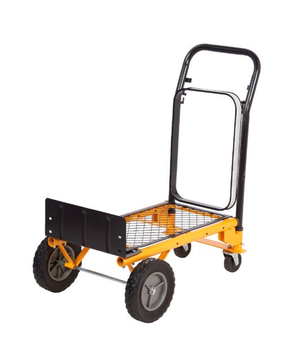 Three Position Truck with Bag Holder; Fixed/Swivel Wheels; Steel; 80kg; Black/Yellow  GI354Y