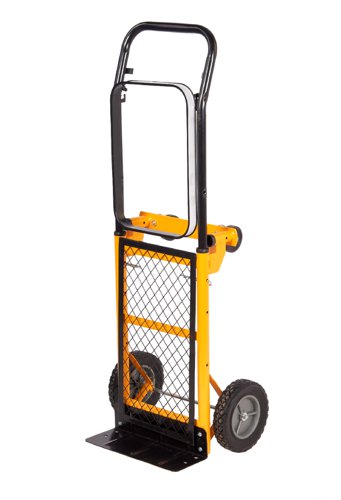 Three Position Truck with Bag Holder; Fixed/Swivel Wheels; Steel; 80kg; Black/Yellow