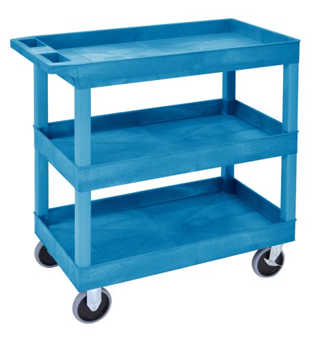 Super Strength® Multi Purpose Trolley; 3 Storage Trays; 895 x 457 x 920; Swivel (x2 Braked)Castors; Polyethylene; 180kg; Blue