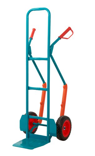 GI701R | Mobile on REACH compliant & puncture proof pneumatic wheelsHigh quality steel with hardwearing aqua blue powder coated finishComplete with strong, riveted knuckle guard hand grips