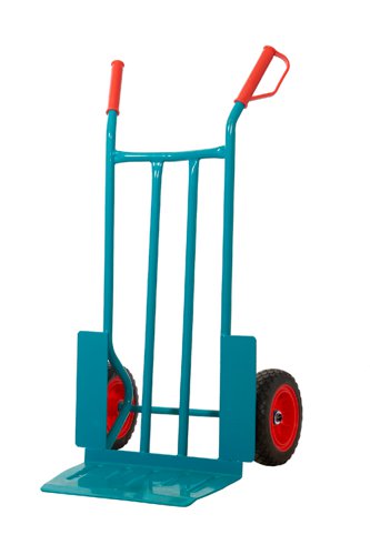 GI702R | Mobile on REACH compliant & puncture proof pneumatic wheelsHigh quality steel with hardwearing aqua blue powder coated finishComplete with strong, riveted knuckle guard hand grips