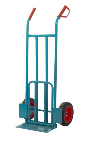 GI704R | Mobile on REACH compliant & puncture proof pneumatic wheelsHigh quality steel with hardwearing aqua blue powder coated finishComplete with strong, riveted knuckle guard hand grips