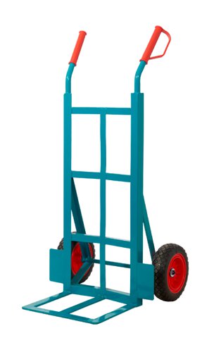 GI706R | Mobile on REACH compliant & puncture proof pneumatic wheelsHigh quality steel with hardwearing aqua blue powder coated finishComplete with strong, riveted knuckle guard hand grips