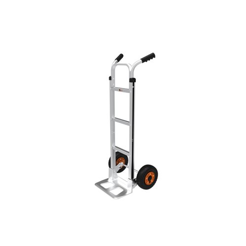 GI814P | Aluminium frame is lightweight & easily manoeuvrable250mm pneumatic wheels for use on uneven or rough terrainFlat frame gives extra stability when moving large or bulky loadsRobust construction, with heavy duty toe plates, gives strength & durability