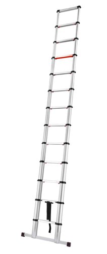 Telescopic Ladder; 13 Tread; Aluminium; 150kg; Silver/Black/Red