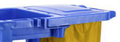 Janitorial Cleaning Trolley with Bag Lid; Fixed/Swivel Wheel/Castors; Plastic/PVC; 100kg; Blue/Yellow