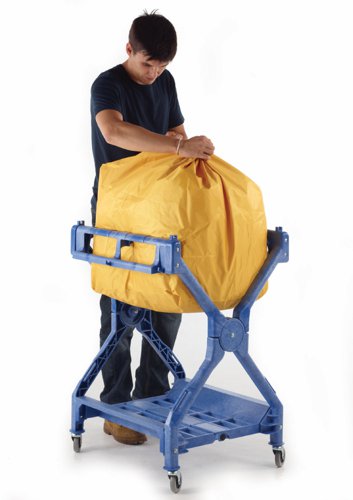 Folding Laundry Trolley; Swivel Castors; Plastic/PVC; 70kg; Blue/Yellow  HI513Y