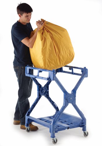 Folding Laundry Trolley; Swivel Castors; Plastic/PVC; 70kg; Blue/Yellow