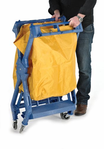 Folding Laundry Trolley; Swivel Castors; Plastic/PVC; 70kg; Blue/Yellow GPC Industries Ltd
