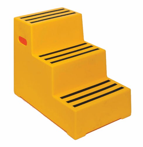 Heavy Duty Polyethylene Industrial Step; 3 Tread; Yellow HPE03Z_Yellow