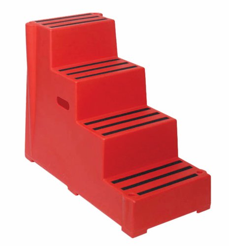 Heavy Duty Polyethylene Industrial Step; 4 Tread; Red HPE04Z_Red