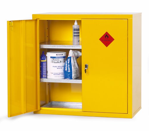 Heavy Duty Hazardous Substance Storage Cupboard; 2 Shelves; Double Door;Yellow