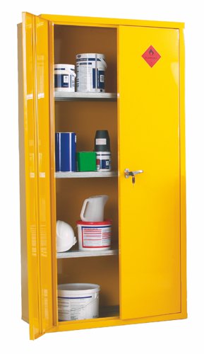 Heavy Duty Hazardous Substance Storage Cupboard; 3 Shelves; Double Door;Yellow