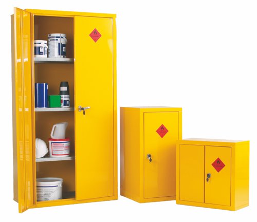 Heavy Duty Hazardous Substance Storage Cupboard; 3 Shelves; Double Door;Yellow | HSC08Z | GPC Industries Ltd