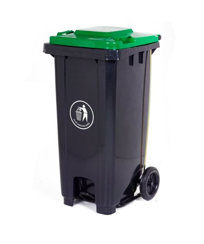 LPB120Z_Green Lid | Conforms to EN 840Manufactured from high quality polypropyleneLarge, heavy duty, steel pedal for easy operation