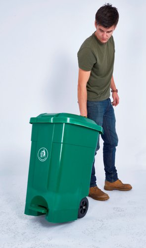 Pedal Bin; c/w Recycling Stickers; Set of 3; 70L; 30% Recycled Polyethylene; Green