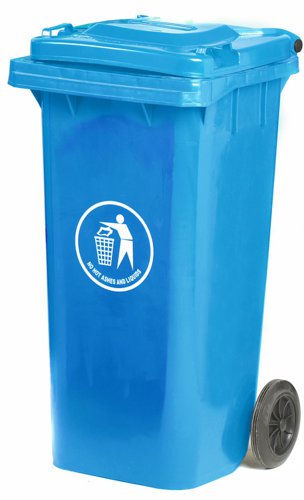 Wheelie Bin; 120L; 30% Recycled Polyethylene; Blue