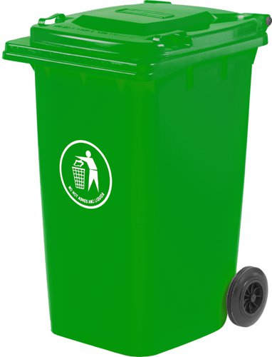 Wheelie Bin; 240L; 30% Recycled Polyethylene; Green