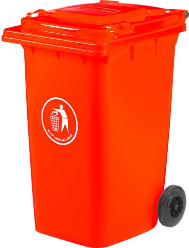 Wheelie Bin; 240L; 30% Recycled Polyethylene; Red/Orange