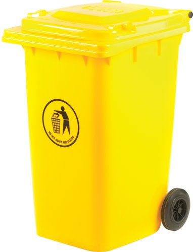 Wheelie Bin; 240L; 100% Virgin Polyethylene; Yellow