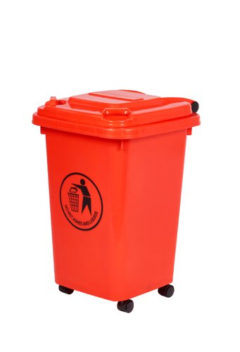 Wheelie Bin; 30L; 30% Recycled Polyethylene; Red/Orange