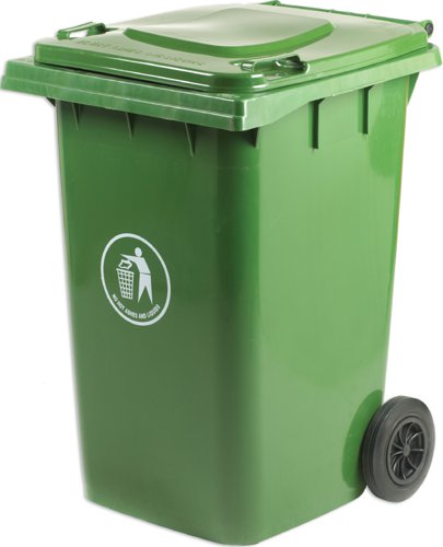 Wheelie Bin; 360L; 30% Recycled Polyethylene; Green