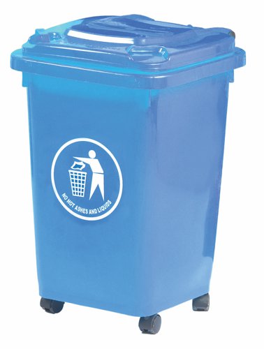 Wheelie Bin; 50L; 30% Recycled Polyethylene; Blue